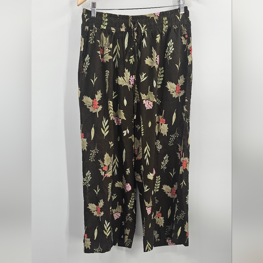 Juliet Meeks Floral Green Lounge Pants NWT Size XL